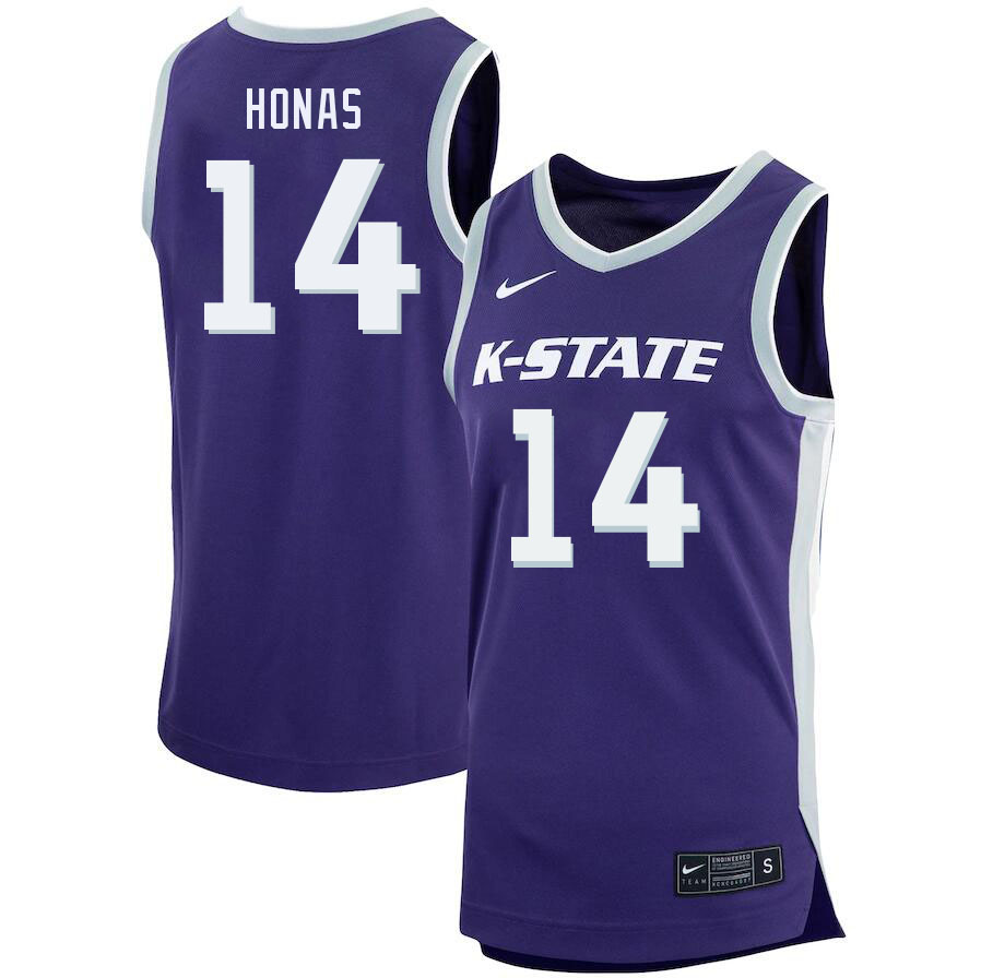 Men #14 Drew Honas Kansas State Wildcats College Basketball Jerseys Sale-Purple